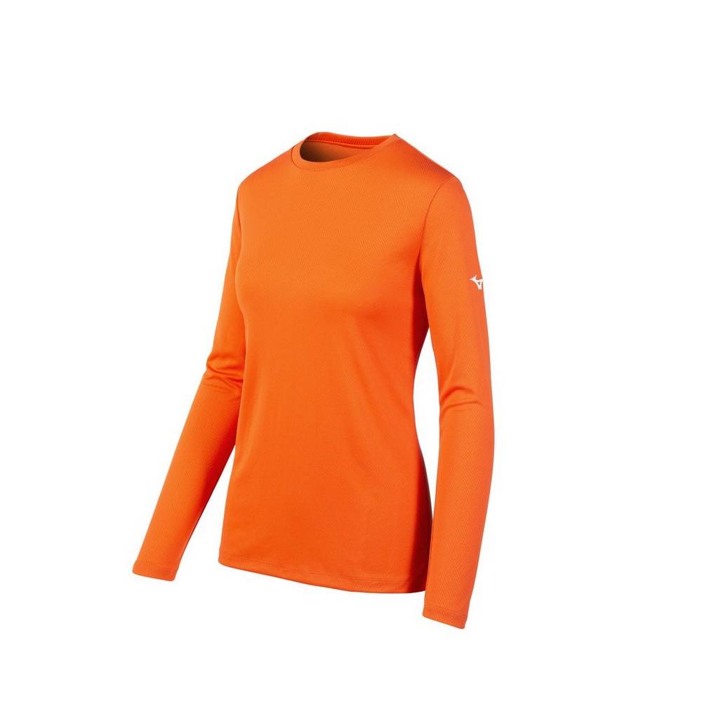 Mizuno Long Sleeve Női Futópóló Narancssárga HCM936017